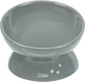 Castron Ceramic Pentru Pisici, XXL, Ridicat, Forma Ergonomica, 0.35 l/17 cm, Gri - Img 2