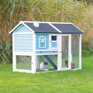 Cusca de Exterior pentru Rozatoare, Lemn, 156 x 110 x 80 cm, Albastru/Alb