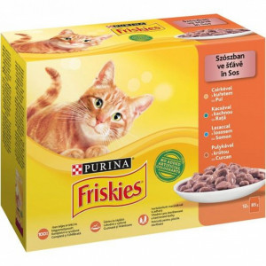 Friskies Cat Hrana Umeda 12 x 85 g Pui, Rata, Somon, Curcan
