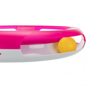 Jucarie 2in1 Pentru Pisici, Race & Scratch, Plastic/Carton, 37 cm, Roz/Alb - Img 6