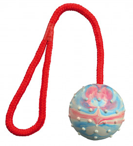 Jucarie Caini, Minge Pe Sfoara, Cauciuc, Culoare Petrol/Portocaliu, Dimensiune ø 6/30 cm - Img 3