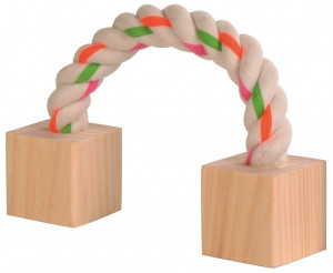 Jucarie Pentru Rozatoare, Sfoara Cu Cuburi De Lemn, 20 cm