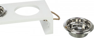 Set 2 Castroane Inox cu Suport Lemn MDF, Alb, 2 buc, Dimensiune 2 x 0.9 l/ø 17 cm/44 x 21 x 14 cm - Img 2