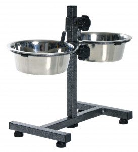Stativ Reglabil Cu 2 Castroane Inox, Dimensiune 2 x 0.75 l/ø 17 cm