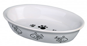 Castron Ceramic Oval pentru Pisici, 0.2 l/15 x 10 cm, Diverse Culori - Img 3