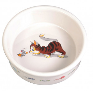 Castron Ceramic Pentru Pisici, 0.2 l/11 cm, Alb
