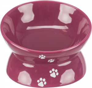 Castron Ceramic pentru Pisici, Ridicat, 0.15 l/ø 13 cm, Culoare Bordo