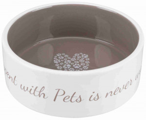 Castron Ceramic, Pet's Home, Culoare Crem/Taupe, Dimensiune 1.4 l/ø 20 cm