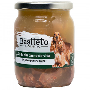 Hrana Umeda Pentru Caini, Basteto, File Din Carne De Vita In Jeleu Cu Morcovi Si Ananas, 500 g
