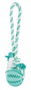 Jucarie Pentru Caini, Denta Fun, Minge De Cauciuc Pe Sfoara, Aroma Menta, 7/24 cm