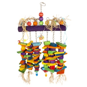 Jucarie Pentru Pasari, Colorata Cu Cuburi De Lemn, 66x42cm, L11576 - Img 1