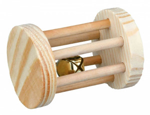 Jucarie Rozatoare din Lemn Natural cu Clopotel, 5 x 7 cm, 6184