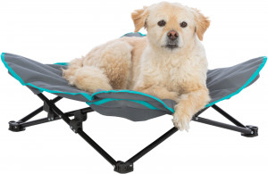 Pat Camping pentru Caini, Bej/Negru, Dimensiune 88 x 32 x 88 cm/Pana la 35 kg - Img 5