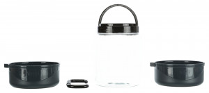 Set de Calatorie, Recipient Apa/Hrana, Plastic, 2 l/2 x 0.75 l, Gri - Img 2