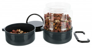 Set de Calatorie, Recipient Apa/Hrana, Plastic, 2 l/2 x 0.75 l, Gri - Img 6
