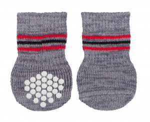 Sosete pentru Caini Antiderapante, Gri, Bumbac, 2 buc, Marime M–L