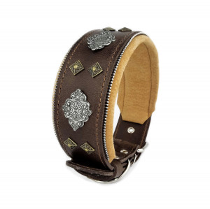 Zgarda Aztec, Piele Naturala, Maro Inchis, Marime M, Produs Redus
