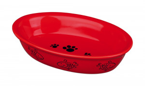 Castron Ceramic Oval pentru Pisici, 0.2 l/15 x 10 cm, Diverse Culori - Img 4