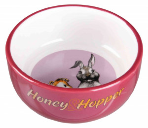 Castron Ceramic Pentru Cobai/Iepuri, Honey & Hopper, 250 ml/11 cm, Diverse Culori - Img 3
