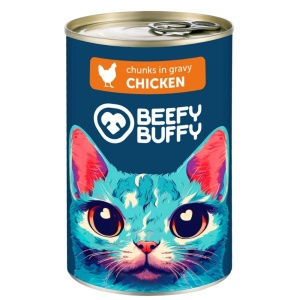 Conserva Beefy Buffy Cat, 415 g, Aroma Pui, Produs Redus
