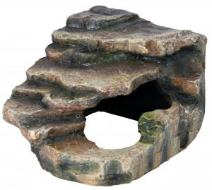 Decor Terariu, Colt de Stanca cu Pestera si Platforma, 14 x 11 x 14 cm