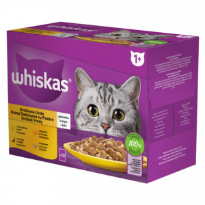 Hrana Umeda pentru Pisici, Whiskas Delicii, Adult, Pasare In Aspic, 12 x 100 g