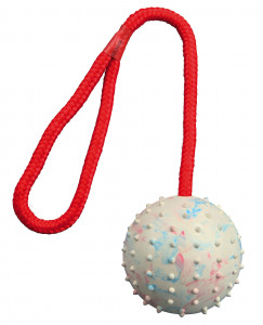 Jucarie Caini, Minge Pe Sfoara, Cauciuc, Culoare Lime/Roz, Dimensiune ø 7/30 cm