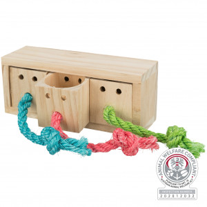 Jucarie de Strategie pentru Rozatoare, Cub, Lemn, 15 x 5.5 x 6 cm