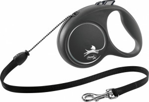 Lesa Retractabila Black Design, Snur, Culoare Negru, Marime M, Dimensiune 5 m/Pana la 20 kg