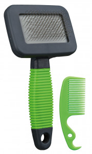 Perie Soft pentru Rozatoare, cu Pieptene de Curatat, 7 x 13 cm, Gri/Verde