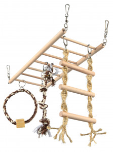 Pod Suspendat pentru Rozatoare, cu Jucarii, Lemn, 35 x 15 x 15 cm