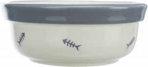 Set 2 Castroane Ceramice cu Suport Metalic, 2 x 0.3 l/12 cm/26 x 7 x 14 cm, Alb/Albastru-Gri - Img 2