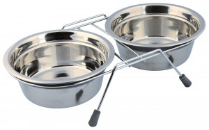 Set 2 Castroane Inox cu Suport Metalic, Gri, 2 buc, Dimensiune 2 x 0.9 l/ø 16 cm/35 x 8 x 19 cm