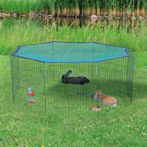 Tarc Metalic pentru Rozatoare, cu Plasa de Protectie, 8 Elemente, 150 x 57 cm