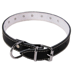 Zgarda Exo cu Ornament Buline L0-L6, Pasla, Piele, Culoare Negru, Dimensiune 2.5/53 cm
