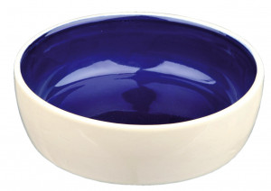 Castron Ceramic Pentru Pisici, 0.3 l /13 cm, Crem/Albastru