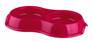 Castron Plastic Dublu Pentru Pisici, Antiderapant, 0.2 l/11 cm, Diverse Culori - Img 2