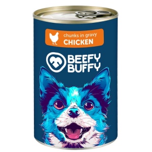 Conserva Beefy Buffy Dog, 415 g, Aroma Pui, Produs Redus