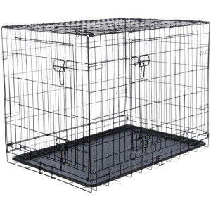 Cusca Kennel Pentru Caini, Metal, Negru, Marime M, Dimensiune 78 x 62 x 55 cm