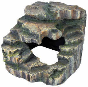 Decor pentru Terariu, Colt de Stanca cu Pestera si Platforma, 19 x 16 x 18 cm