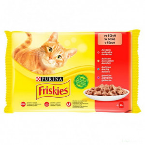 Friskies Cat Pui, Vita, Miel, Rata, 4 x 85 g