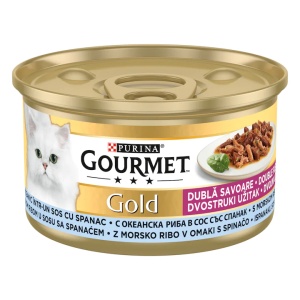 Gourmet Gold cu Peste Oceanic si Spanac, 85 g