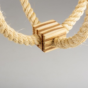 Jucarie pentru Pasari, Coarda din Sisal cu Cub de Lemn si Clopotel, 33 x 22 x 22 cm - Img 3
