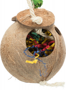 Jucarie Pentru Pasari, Nuca De Cocos Pe Franghie, 35 cm - Img 2