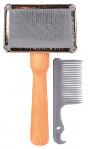 Perie Soft cu Pieptene de Curatat, Lemn, Dimensiune 6 x 13 cm