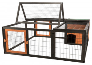 Tarc Exterior cu Capac pentru Rozatoare, 150 x 53 x 150 cm, Negru/Maro - Img 3