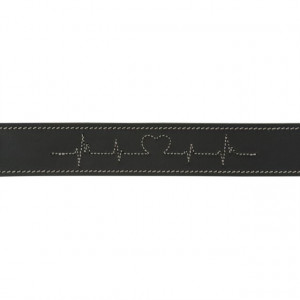 Zgarda Rustica Heartbeat, Piele, Culoare Negru, Marime S–M, Dimensiune 34–40 cm/30 mm - Img 2
