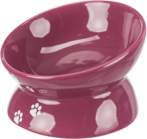 Castron Ceramic pentru Pisici, Ridicat, 0.15 l/ø 13 cm, Culoare Bordo - Img 3