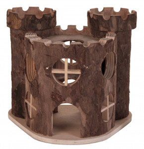 Casuta Castel pentru Hamsteri, Matti, Lemn, 19 x 14 x 15 cm, Maro