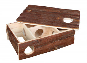 Casuta Labirint pentru Rozatoare, Leif, Lemn, 35 x 11 x 25 cm, Maro